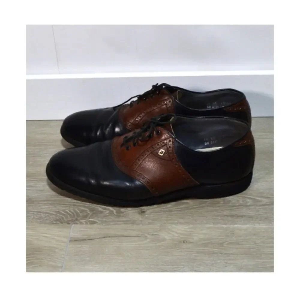 Footjoy Classics Men's Leather Black & Brown Wingtip Oxfords Size 11 EE Golf
